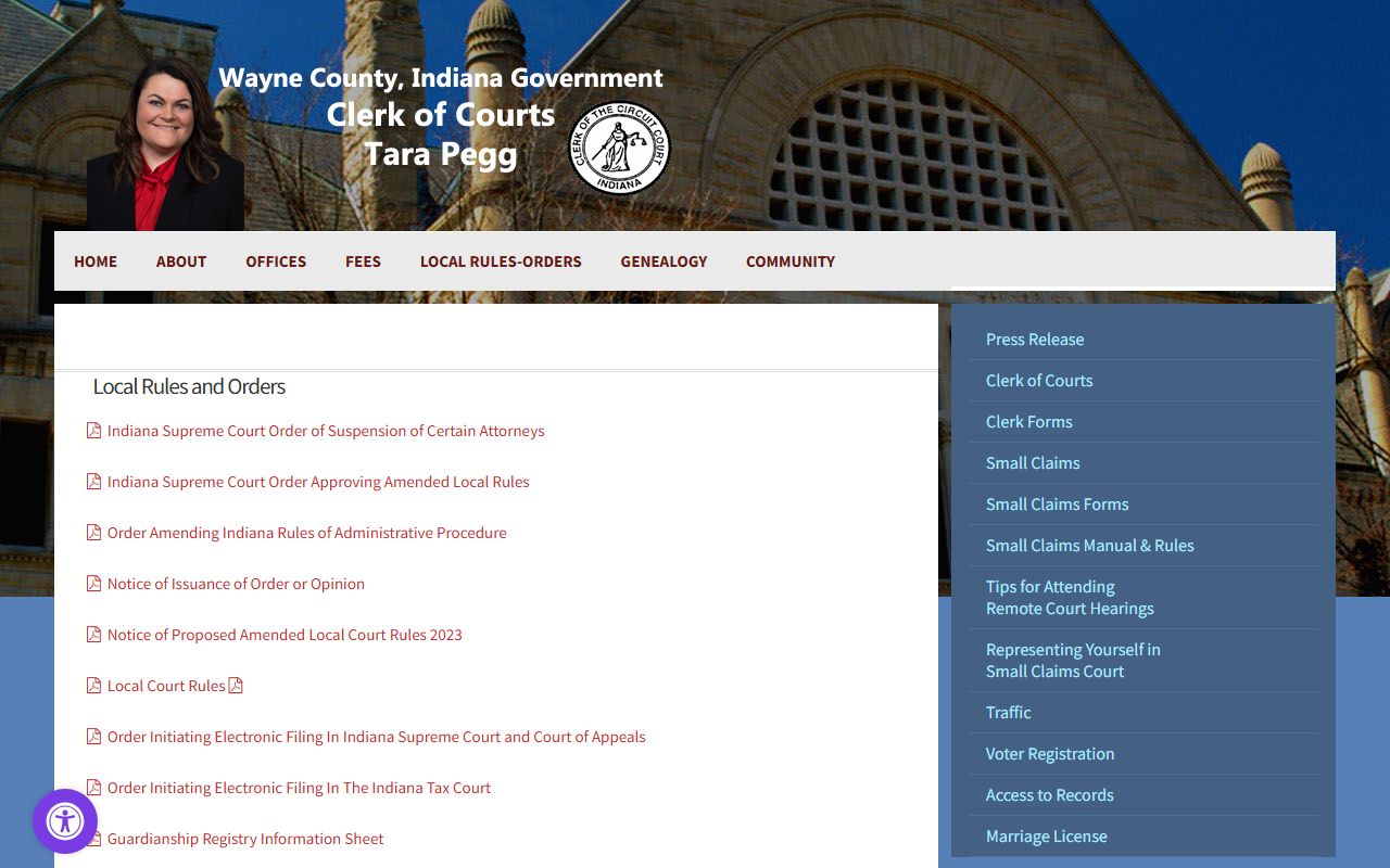 Wayne County Clerk local rules for court records and filings