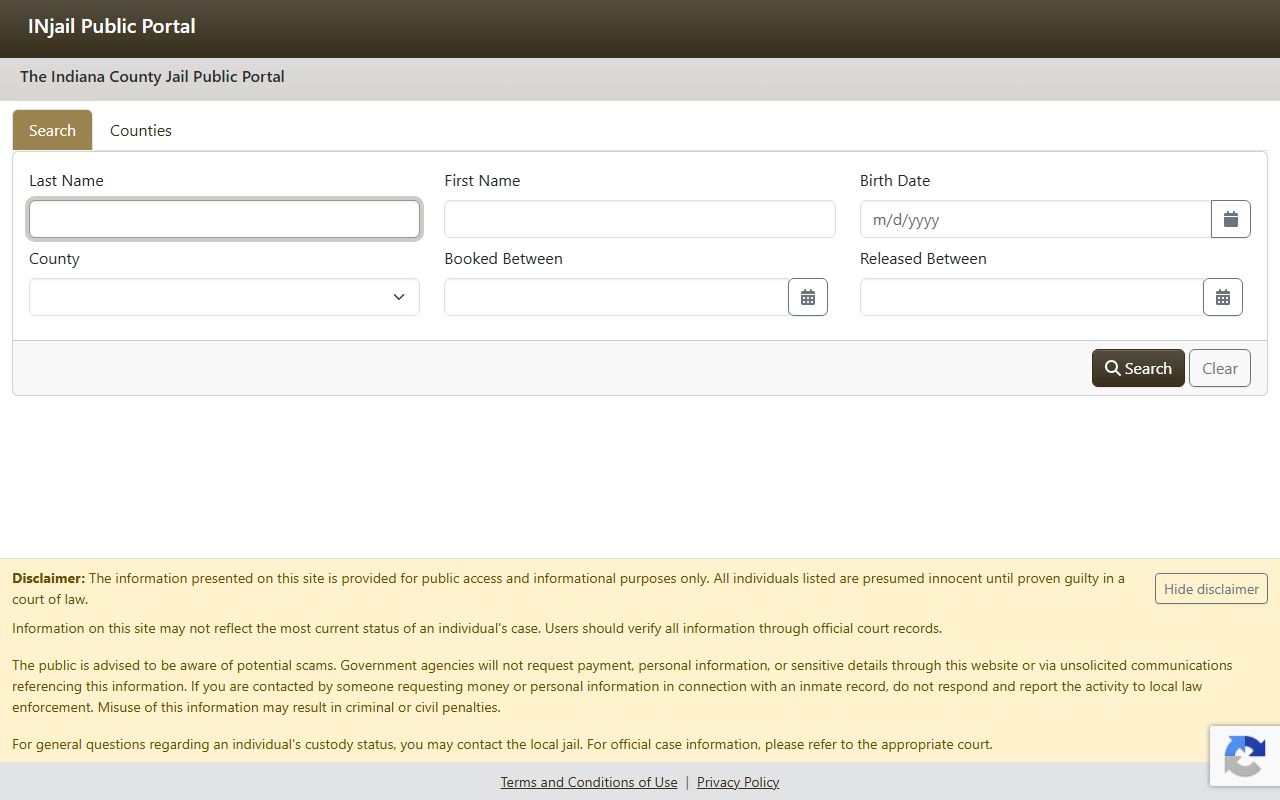 Wayne County arrest records Indiana County Jail Public Portal