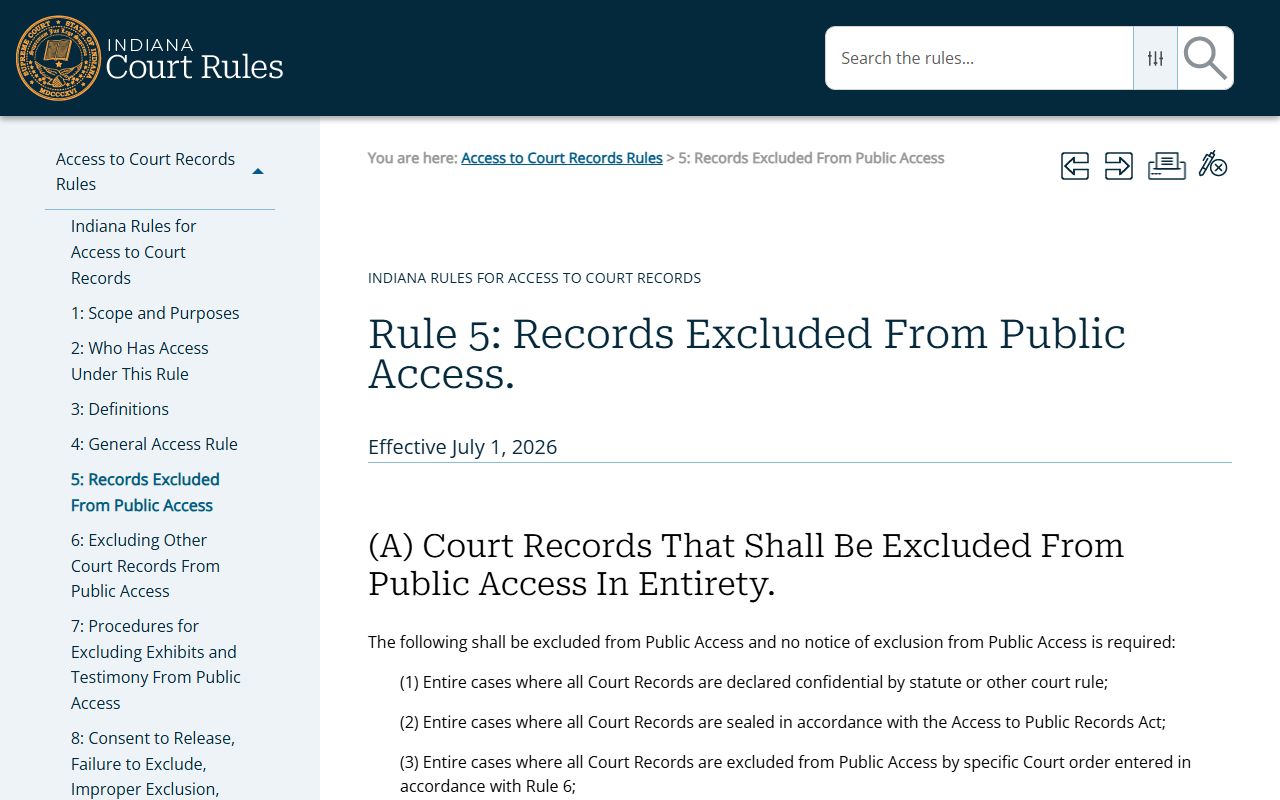 Wayne County court records Rule 5 restricted records source