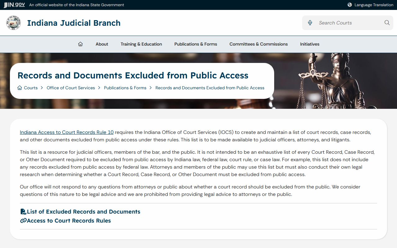 Wayne County court records excluded records guidance source