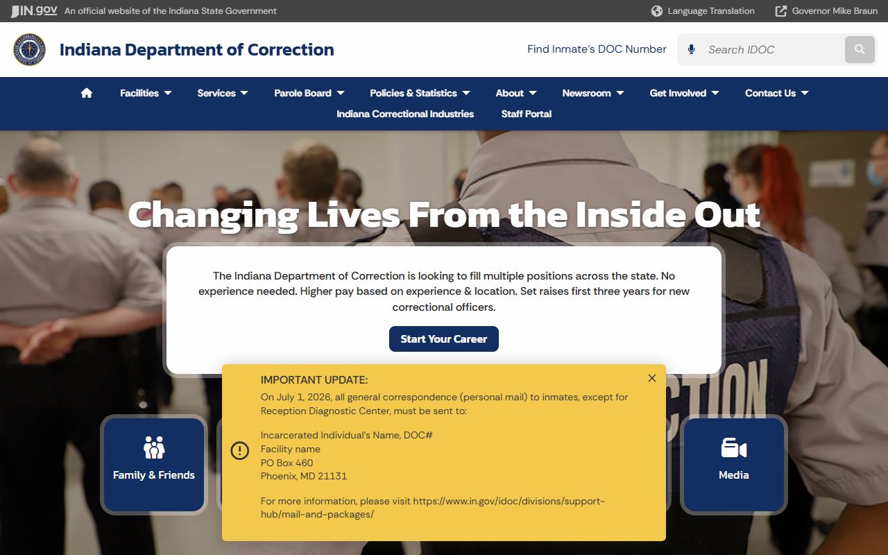 Wayne County inmate records Indiana Department of Correction homepage