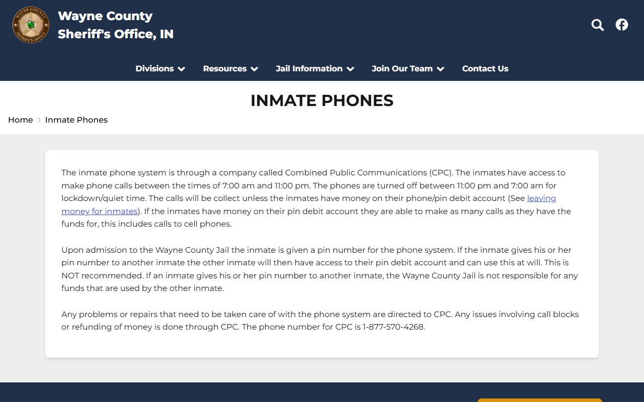 Wayne County inmate records Sheriff inmate phones route