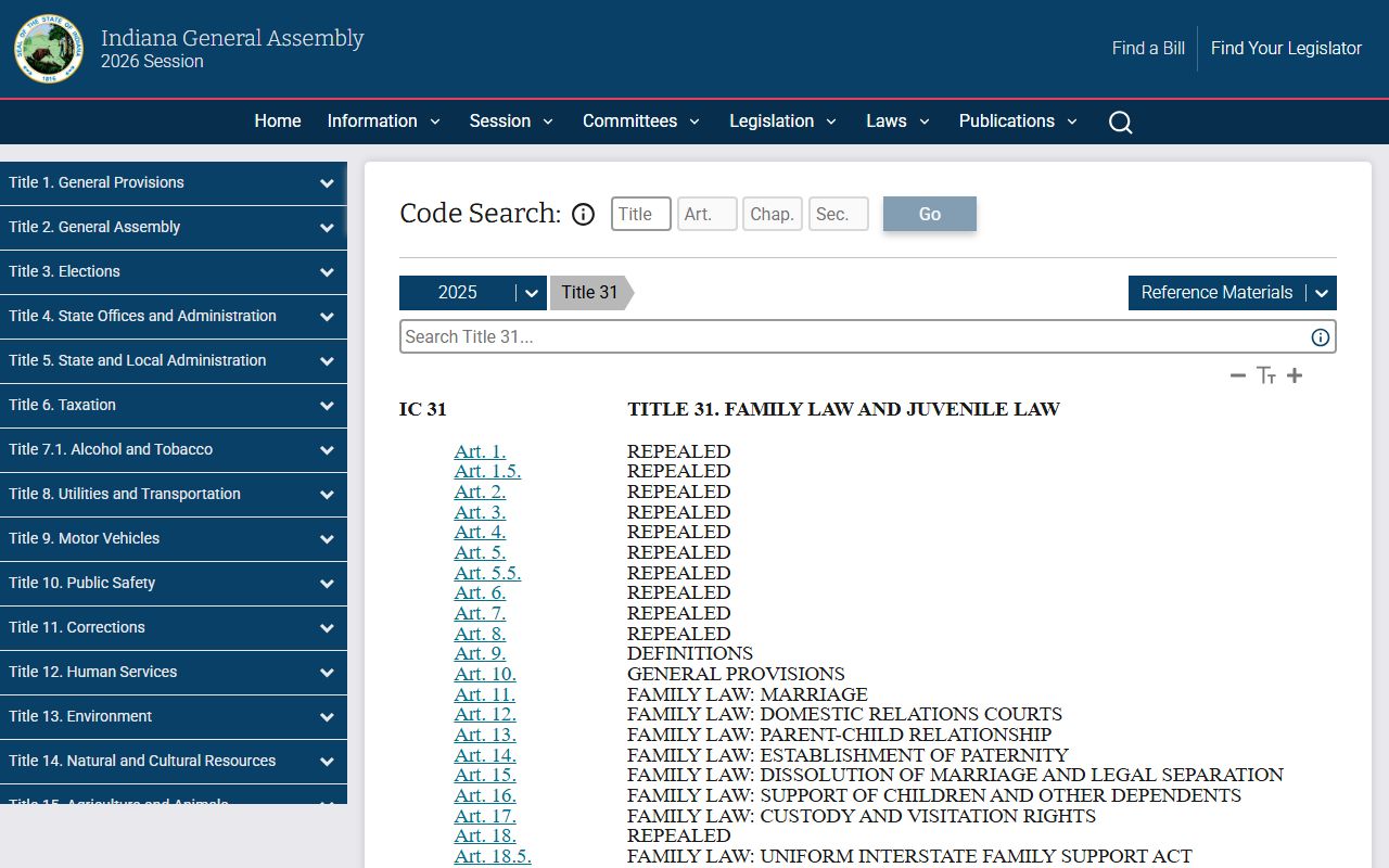 Wayne County marriage divorce records Indiana Code Title 31 source