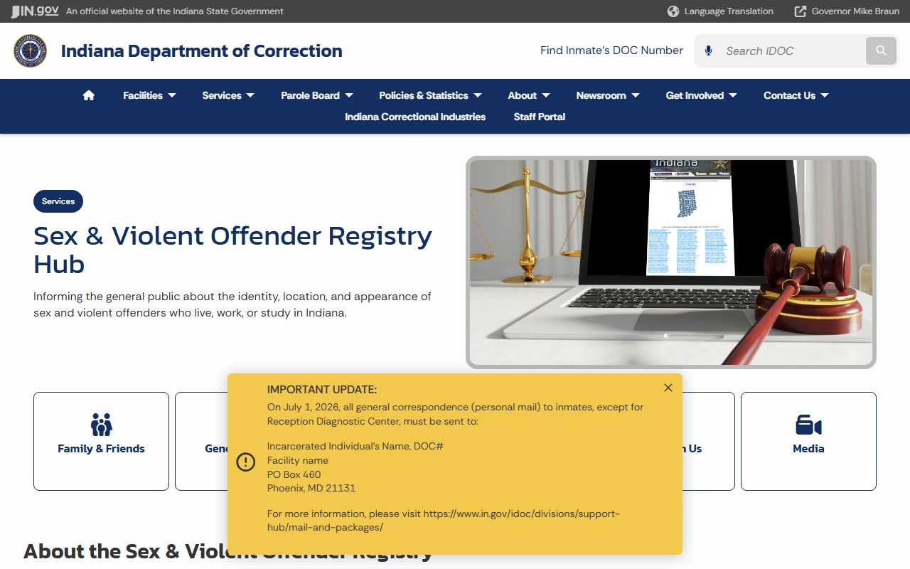 Wayne County probate records IDOC public registry source contrast